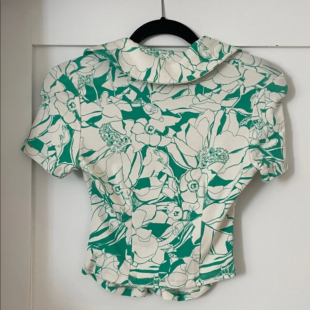 Maeve Green and White Floral Button Down Shirt - Picture 4 of 4